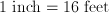 1\;\mathrm{inch}= 16\;\mathrm{feet}