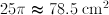 25\pi\thickapprox 78.5 \;\mathrm{cm}^2