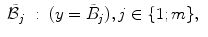 
$$\displaystyle\begin{array}{rcl} \tilde{\mathcal{B}}_{j}&:& (y =\tilde{ B}_{j}),j \in \{ 1;m\},{}\end{array}$$
