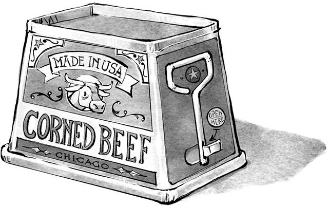 Old-fashioned can of corned beef