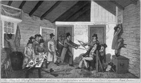 CAPTURE OF THE CATO STREET CONSPIRATORS. (From a Contemporary Print.)