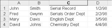 A comma-delimited text file opened in Excel