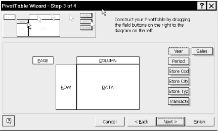 Step 3 in the PivotTable wizard