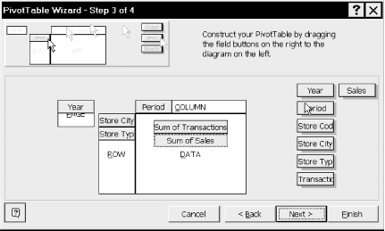 Step 4 in the PivotTable wizard