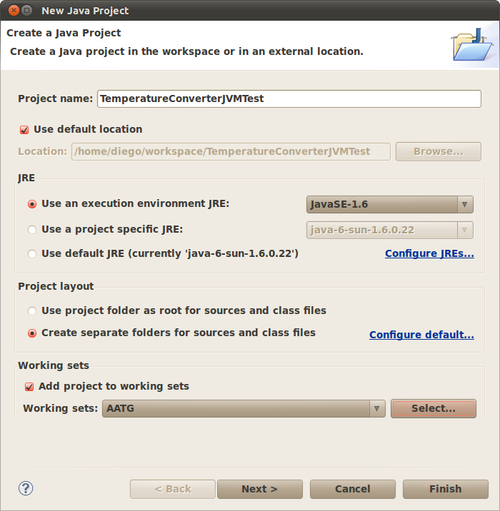 Creating the TemperatureConverterJVMTest project