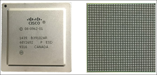 An illustration depicts front and back of packaged ASIC.