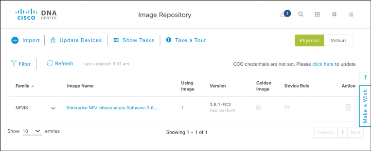 A screenshot of the Cisco DNA center page shows DNA Center Software Image Management.