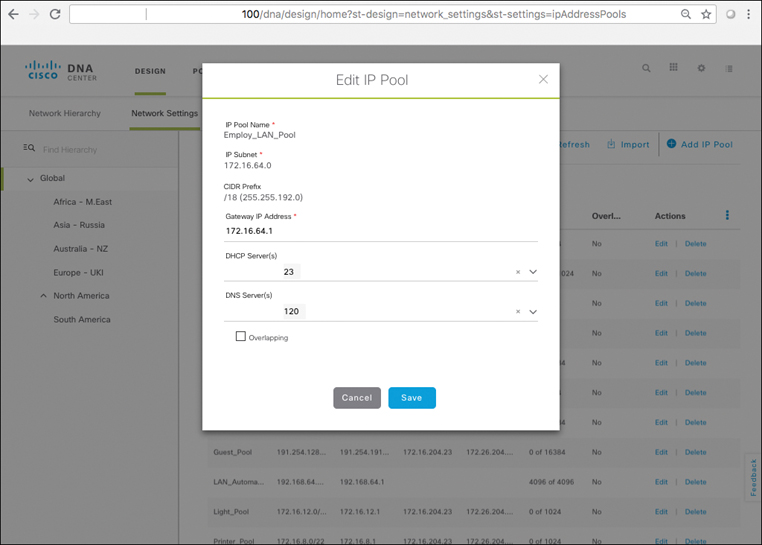 A screenshot of the Edit IP Pool Dialog Box Opened from the Network Settings, IP Address Pools Tab is shown.