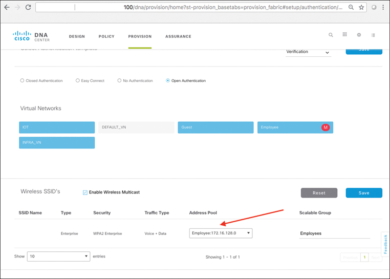 A screenshot of the DNA Center page shows Host Onboarding, Wireless Configuration.