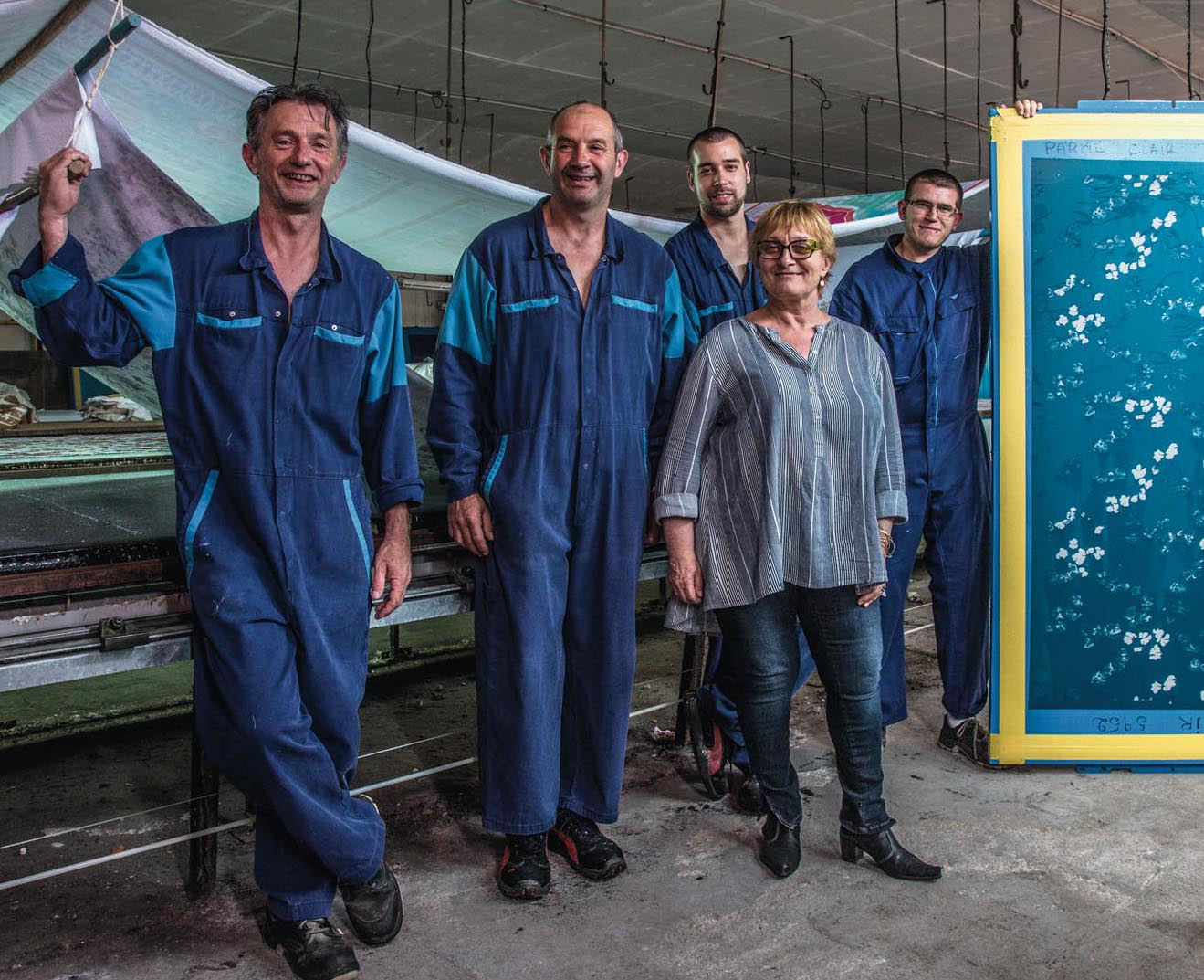 Photo of Porthault’s printing team.