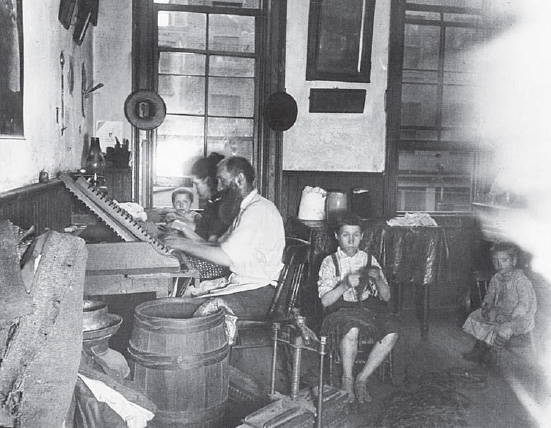 Jacob A. Riis, Bohemian Cigarmakers at Work in Their Tenement, halftone reproduction from How the Other Half Lives (New York, 1890)