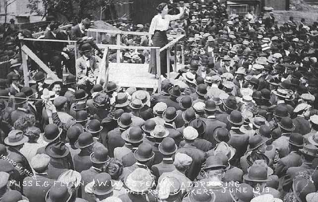 Elizabeth G. Flynn addressing Paterson Strikers, ca. 1913 (lpf0323, Joseph A. Labadie Collection, University of Michigan)