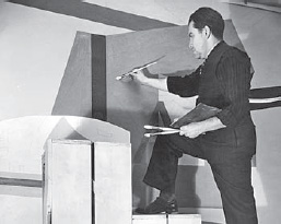 Sol Horn, “[Stuart] Davis at work on a canvas for the Federal Art Project,” ca. 1939 (digital ID# 2053, Archives of American Art, Smithsonian Institution)