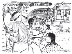 Miné Okubo, “Evacuees Arrives from Tule Lake,” Citizen 13660 (courtesy of Miné Okubo Estate)