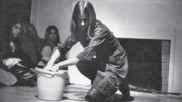 Christine Rush, Scrubbing, part of Womanhouse, 1972 (photograph by Lloyd Hamrol, courtesy of Faith Wilding)