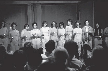 The Cast of Oral Herstory of Lesbianism, directed by Terry Wolverton, 1979 (image ID# wb70 2284, Woman’s Building Image Archive, Otis College of Art and Design)