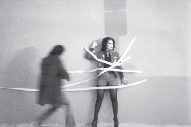 Asco, Instant Mural, 1974; left to right: Patssi Valdez and Gronk (photograph by Harry Gamboa Jr., copyright Harry Gamboa Jr., courtesy of the UCLA Chicano Studies Research Center)