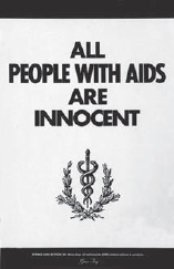 Gran Fury, All People with AIDS Are Innocent, 1988, poster, offset lithography (LGBT and HIV/AIDS Activist Collections, the New York Public Library, Astor, Lenox and Tilden Foundations)