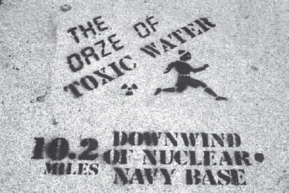 John Fekner, Groundwork: The Anti-Nuke Port Stencil Project, 1989 (photographer unknown, Fales Library and Special Collections, Elmer Holmes Bobst Library, New York University)