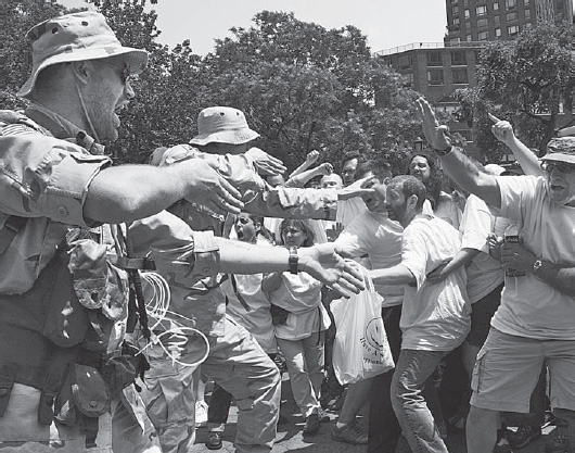 Iraq Veterans Against the War (IVAW), Operation First Casualty, ca. May 2007, New York City, pictured: Garett Reppenhagen (photograph by Lovella Calica, courtesy of Aaron Hughes)