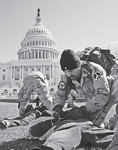 Iraq Veterans Against the War (IVAW), Operation First Casualty, ca. March 2007, Washington, DC, pictured: Charles Anderson (photograph by Lovella Calica, courtesy of Aaron Hughes)