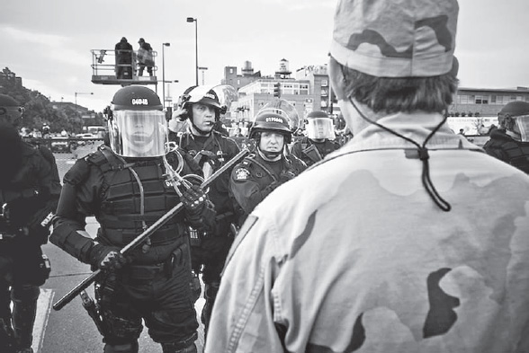 Iraq Veterans Against the War (IVAW), DNC Demonstration, ca. 2008, Denver, pictured: Jeff Englehart (photographer unknown, courtesy of Aaron Hughes)