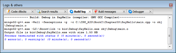 Snapshot of using the Logs & Others window to understand how your application works.