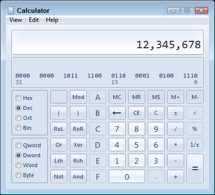 Snapshot of a programmer calculator comes in handy when working with numbers.