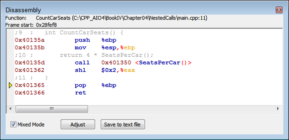 Snapshot of the small C++ code in which changes can result in large assembly-code changes.