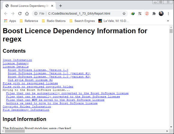 Snapshot of the bcp utility can output some nice-looking reports about Boost modules.