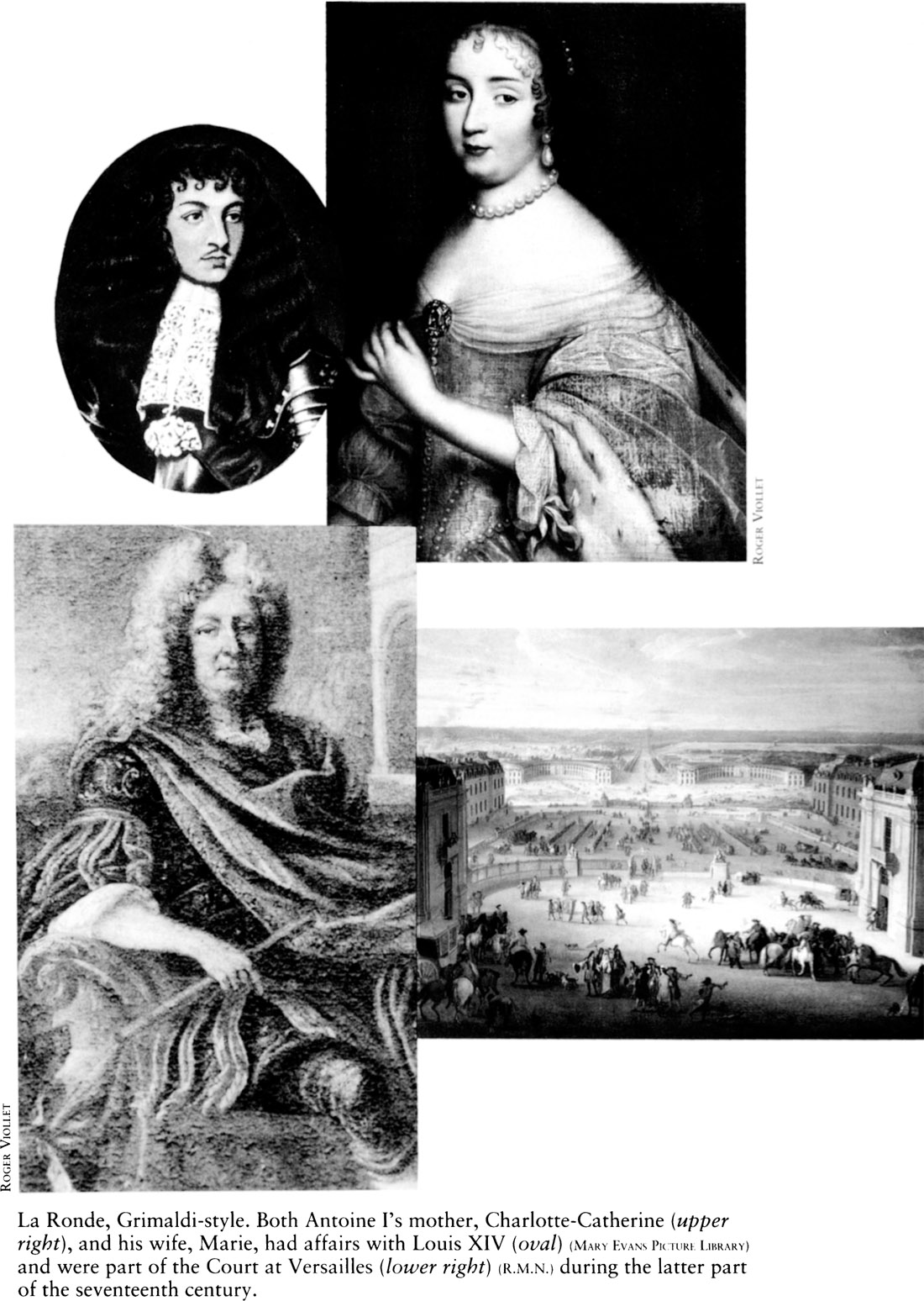 La Ronde, Grimaldi-style. Both Antoine Is mother, Charlotte-Catherine (upper right), and his wife, Marie, had affairs with Louis XIV