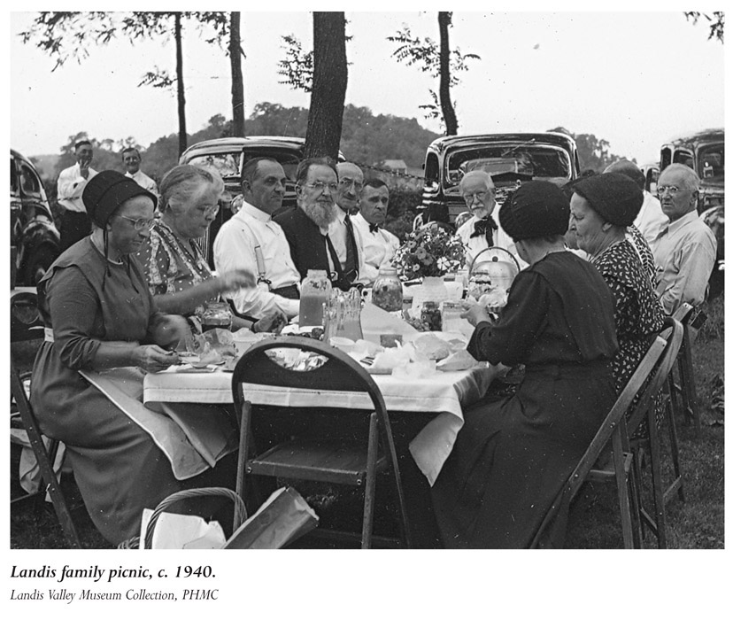 Landis family picnic, c. 1940. Landis Valley Museum Collection, PHMC