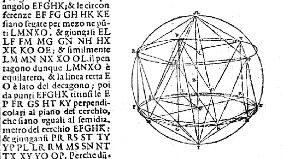 Una figura dell’edizione degli Elementi di Commandino, relativa alla costruzione dell’icosaedro regolare.