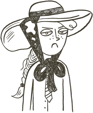 Millie looking unhappy in the sloppy sunhat with ice cream goop on her.