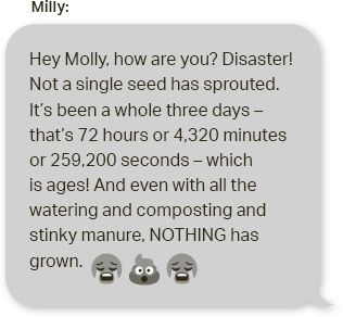 Text from Milly has two crying faces and a poop emoji