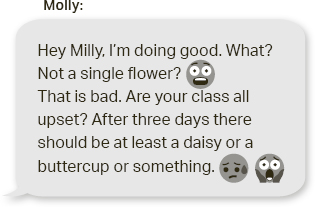 Molly’s text has two shocked faces and a worried face