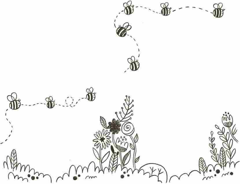 Bees flying around some flowers