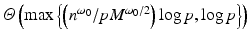 $$\varTheta \left( \max \left\{ \left( {n^{\omega _0}}/{pM^{\omega _0/2}}\right) \log p, \log p \right\} \right) $$