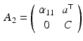 $$\begin{aligned} A_2 = \left( \begin{array}{cc} \alpha _{11} &{} a^\top \\ 0 &{} C \end{array}\right) \end{aligned}$$