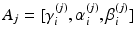 $$A_j = [ \gamma _i^{(j)}, \alpha _i^{(j)}, \beta _i^{(j)} ]$$