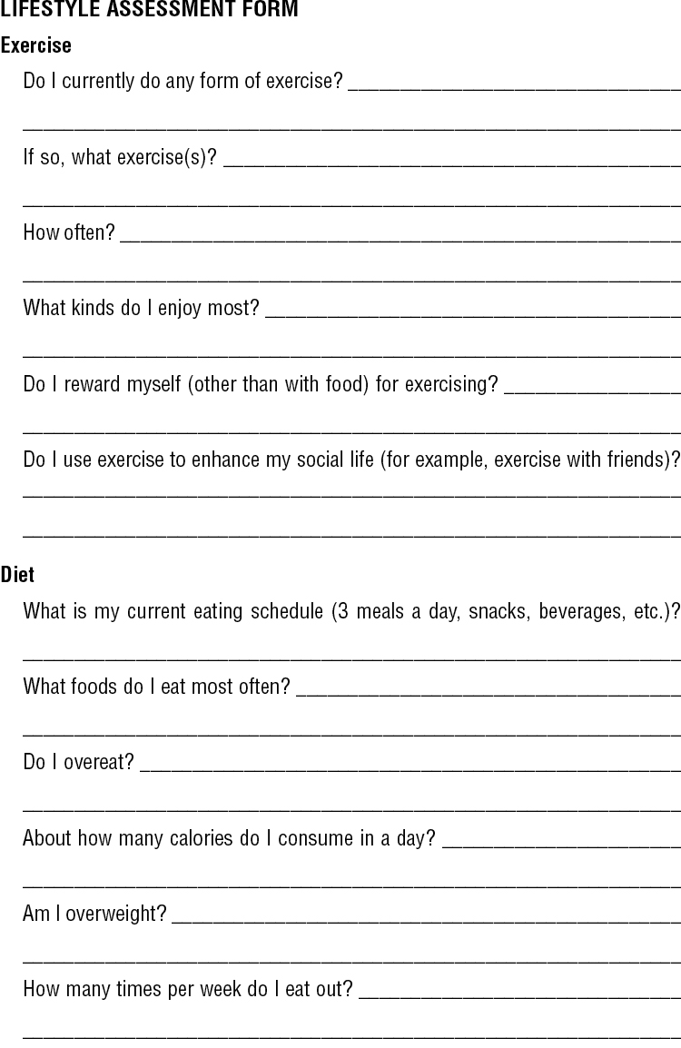 Figure 3.1  Lifestyle assessment form. 