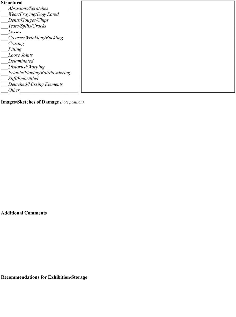 FIGURE 5E.1B GENERAL CONDITION REPORT FORM, PAGE 2. CREATED BY AUTHOR.