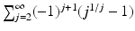 
$$\sum _{j=2}^{\infty }(-1)^{j+1}(j^{1/j} - 1)$$
