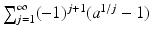 
$$\sum _{j=1}^{\infty }(-1)^{j+1}(a^{1/j} - 1)$$
