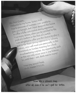 Figure 10.6 Guess Who’s Coming for Dinner?: A note from Hunter.