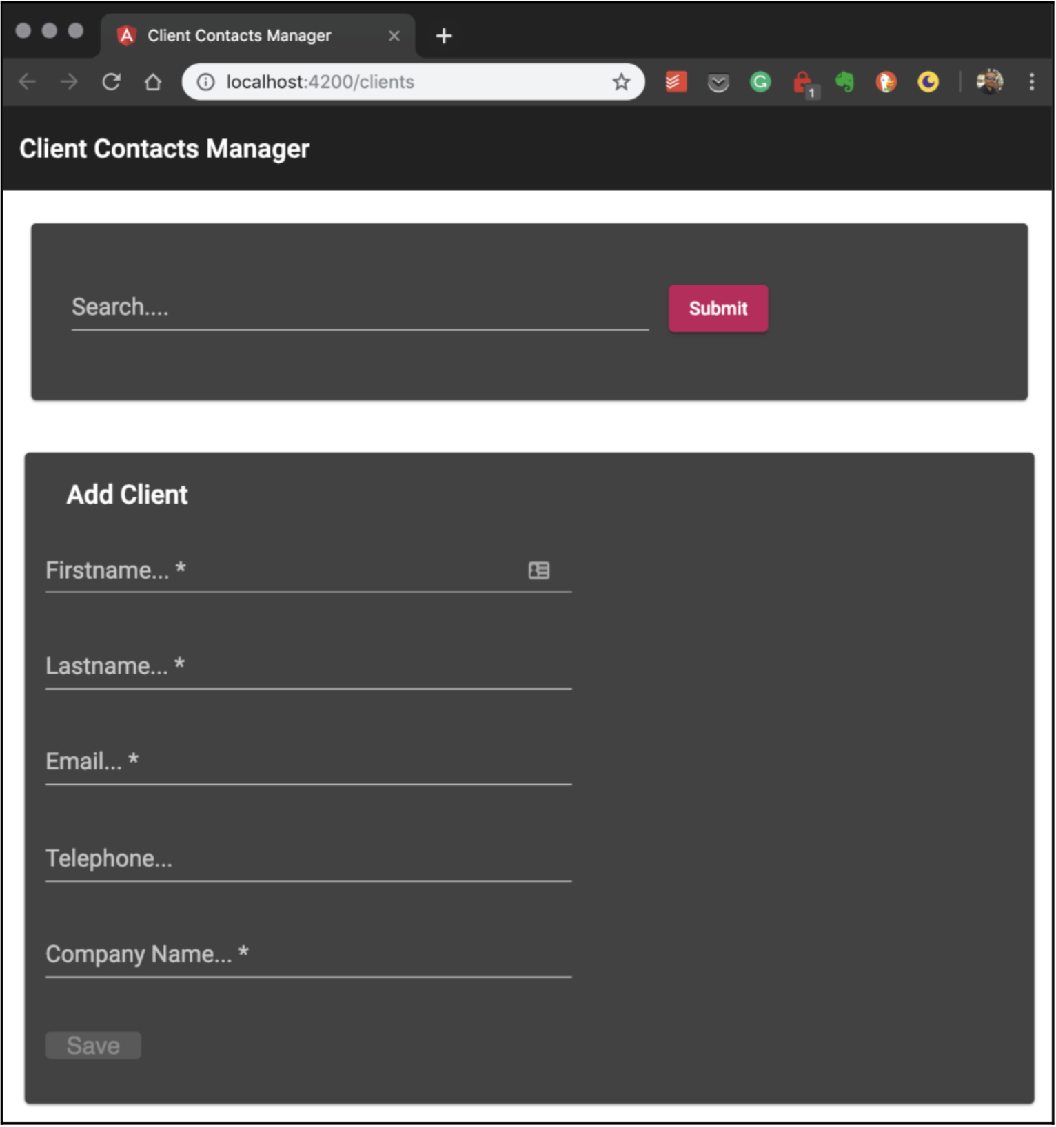 Client Contacts Manager App with MaterialUI 