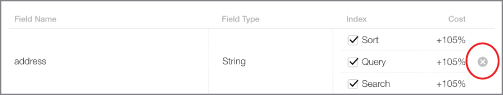 Screenshot of the fields under Photo tab with delete (X) button located to the right of the field row encircled. 