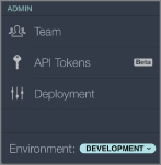 Screenshot of the environment drop-down option at the bottom-left of the CloudKit dashboard with Development option selected.