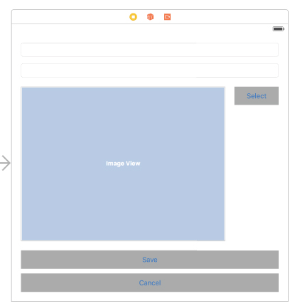 Screenshot of a storyboard scene with Image view at the top, Select object to the right and Save and Cancel objects below.
