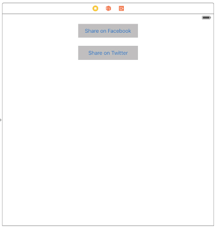 Screenshot of a storyboard scene with the words Share on Facebook and Share on Twitter in individual gray boxes, in blue font. 